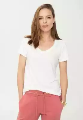 Gładka koszulka damska z dekoltem w sere Podobne : Biała koszulka damska, T-Shirt Basic Damski Biały - ZIMNO - 3674