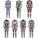 Kobiety 3D Printed Cosplay Jumpsuit Carnival Halloween Party Cyberpunk Playsuit Fancy Dress Costume Stylu 6 L