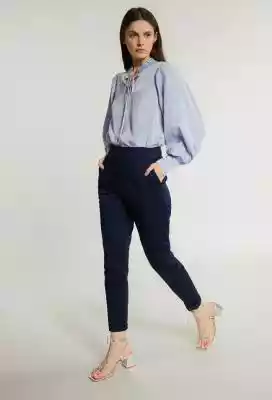 Granatowe dopasowane spodnie Podobne : Granatowe dziewczęce spodnie dresowe z błyszczącym lampasem N-JOY JUNIOR - 26666