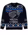 Game Of Thrones Dorośli Christmas Jumper | Męski damski świąteczny niebieski sweter z dzianiny | Nadchodzi sezon zimowy Stark Direwolf | Prezenty d...