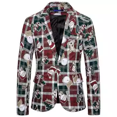 Mssugar Men's Fun Print Christmas Suit J Ubrania i akcesoria > Ubrania > Garnitury > Garnitury ze spodniami