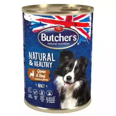 BUTCHER'S Natural&Healthy dziczyzna z wo Podobne : BUTCHER'S Natural&Healthy dziczyzna z wołowiną w sosie - mokra karma dla psa - puszka 400 g - 91035
