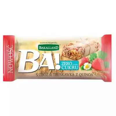 Bakalland - Baton zbożowy z truskawkami  Podobne : Bakalland Ba! Musli chrupiące 5 ziaren z miodem 300 g - 855705
