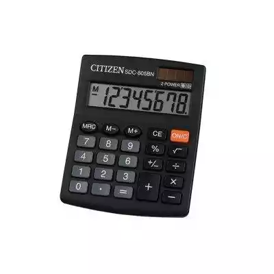 Kalkulator biurowy SDC805NR Citizen Funkcje: Pierwiastek kwadratowy,  Zmiana znaku [+/-],  Przycisk procenty [%],  Kasowanie ostatniej pozycji,  Podwójne zasilanie Cechy dodatkowe: Pamięć: 3 przyciski M+/M-/MRC