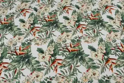 Tkanina Wiskoza - Egzotyczne Kwiaty tkanina wiskozowa