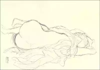 Reclining Nude with Drapery, Back View,  Podobne : Reclining Nude with Drapery, Back View, Gustav Kli - 581040