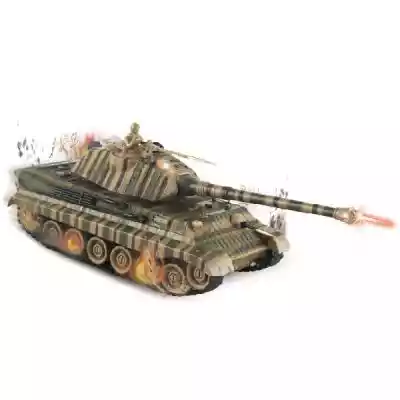Zdalnie sterowany czołg model King Tiger (Tygrys Królewski) Pełen zakres funkcji Jeździ,  strzela (dwa tryby - strzał z lufy i strzał z karabinu maszynowego) Z ładowarką w zestawie W przypadku posiadania dwóch czołgów (muszą pracować na rożnych częstotliwościach) jest moźliwość pojedynkowa