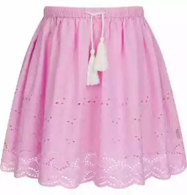 Krótka spódnica z delikatnym haftem, róż Podobne : F1435 krótka spódniczka z prążkowanej dzianiny (różowy neon) - 128086