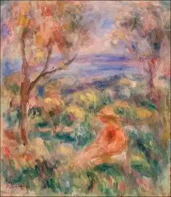 Seated Woman with Sea in the Distance, P Podobne : Girl Seated in a Landscape, Pierre-Auguste Renoir - 325266