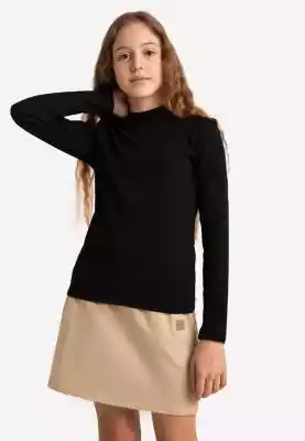 Czarny prążkowany półgolf dziewczęcy L-N ZIMOWA WYPRZEDAŻ > DZIEWCZYNKA > T-shirty i bluzki
