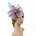 Mssugar Feather Hair Fascinator Alice Headband Clip Ladies Wedding Royal Ascot Races Zielona Róża czerwona Niebo niebieski