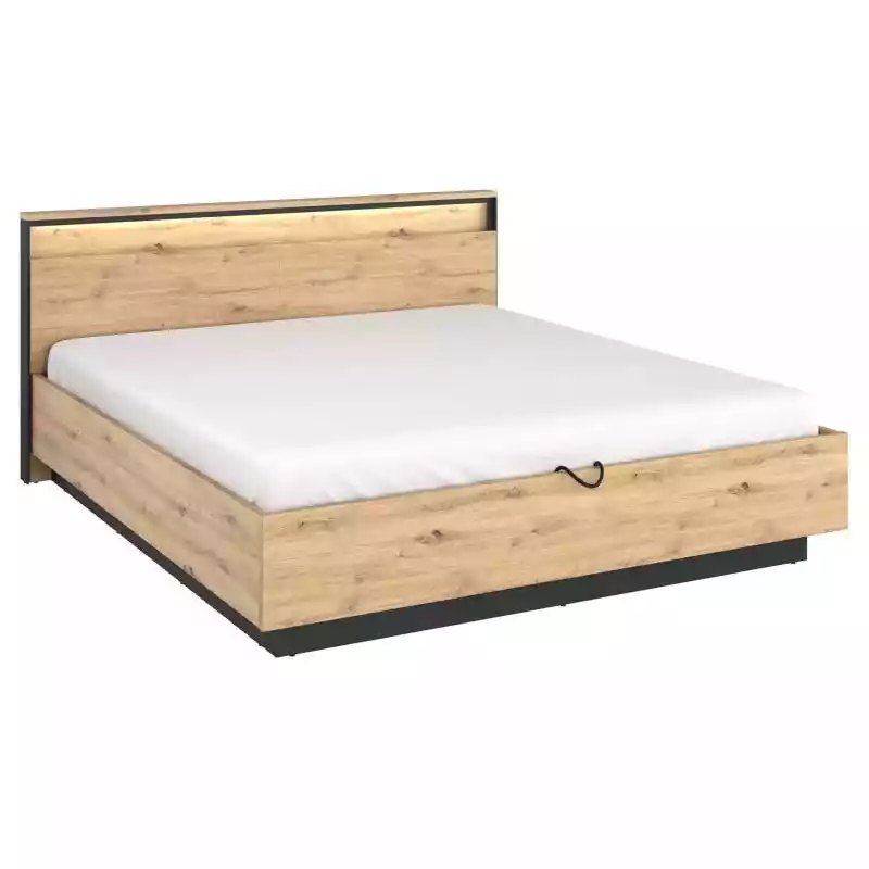 Łóżko 160x200 QUANT QS-02 dąb artisan/czarny LENART ceny i opinie