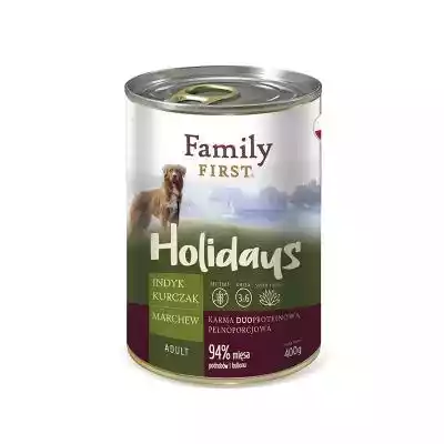 FAMILY FIRST Holidays Adult Indyk, kurcz Podobne : FAMILY FIRST Holidays Adult Kaczka z batatami - mokra karma dla psa - 400 g - 91040