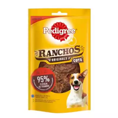 Pedigree Ranchos Original Cuts to odpowiedni przysmak dla Twojego psa. Smaczne kąski składają się w 95% z mięsa i produktów ubocznych pochodzenia zwierzęcego,  co odpowiada naturalnym instynktom psa. Dzięki optymalnej wielkości kawałków przysmak przeznaczony jest dla psów wszystkich wielko