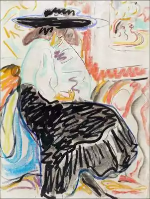 ﻿ Seated Woman in the Studio,  Ernst Ludwig Kirchner - plakat 42x59, 4 cm Wysoka jakość wydruku . Wydruk plakatów na papierze satynowym gwarantuje żywe i trwałe kolory. Bezpieczne opakowanie . Plakat jest rolowany,  foliowany i pakowany w twardą kartonową tubę . W przypadku zakupu pasujące