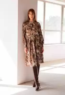 Sukienka midi w odcieniach brązu Podobne : Sukienka midi z ażurowym haftem - 447391