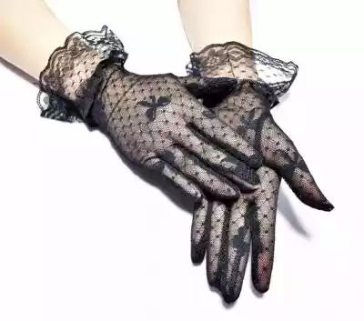 Rękawiczki Koronkowe Wieczorowe Czarne Podobne : Rękawiczki czarne długie bez palców elastyczne - 366324