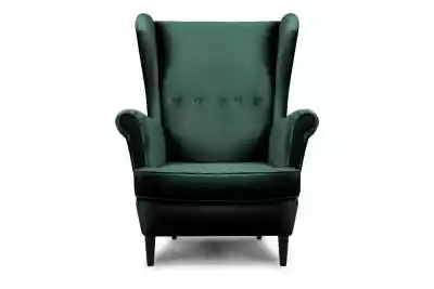 Welurowy fotel uszak butelkowa zieleń LE Podobne : Fotel obrotowy welurowy biały NOLO - 166712