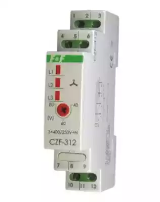 Przekaźnik zaniku faz F&F CZF-312 2x5A 1NO+1C bez opóźnienia 0, 2s asymetria 40-80V na szynę DIN