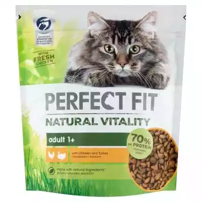         Perfect Fit                Sucha karma pełnoporcjowa dla dorosłych kotów.Perfect Fit Natural Vitality to pyszne receptury opracowane przez specjalistów ds. żywienia zwierząt po to,  aby wspierać zdrowie i dobre samopoczucie Twojego kota. Wyprodukowane przy użyciu naturalnych składn