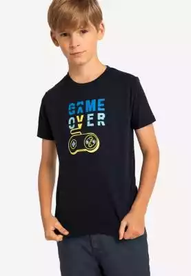 Bawełniana koszulka chłopięca z nadrukie Podobne : Niebieska koszulka z nadrukiem T-JAX - 27320