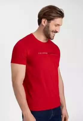 Czerwona koszulka męska z gumowym nadruk ZIMOWA WYPRZEDAŻ > MĘŻCZYZNA > T-shirty