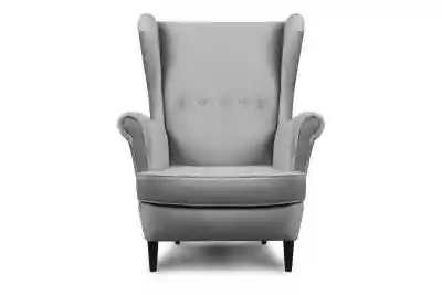 Welurowy fotel uszak jasnoszary LETO Podobne : Fotel obrotowy welurowy biały NOLO - 166712
