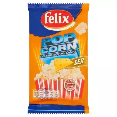         Felix                Popcorn serowy to wspaniała przekąska - pyszna i wciągająca - o wyrazistym smaku sera. Żaden wielbiciel kina nie może się bez niego obejść!Praktyczna paczka kryje w sobie chrupiące popcornowe ziarenka,  gotowe by wystrzelić pysznym smakiem sera na imprezie ze z