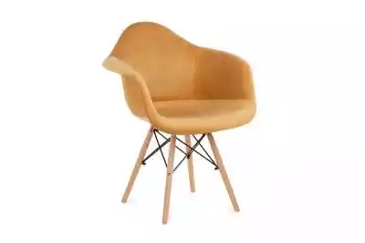 Żółte welurowe krzesło z podłokietnikami Meble tapicerowane > Krzesła