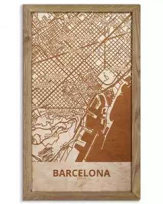 Drewniany obraz miasta - Barcelona w dęb Podobne : Drewniany obraz miasta - Barcelona w dębowej ramie 50x30cm Dąb, Orzech, Heban - 16526