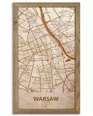 Drewniany obraz miasta - Warszawa w dębo Podobne : Drewniany obraz miasta - Hanoi w dębowej ramie 30x30cm Dąb, Orzech, Heban - 16453