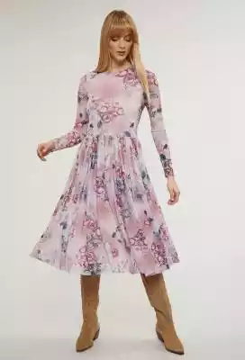 Sukienka midi o kwiatowym wzorze Podobne : Sukienka midi z ażurowym haftem - 450315