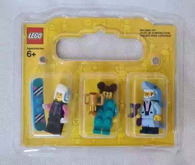 Lego figurki rekin,  snowbordzistka,  klocek Lego