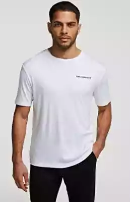 T-shirt marki Karl Lagerfeld. Model wykonany z melanżowej dzianiny w kolorze białym. Krój regular fit.
