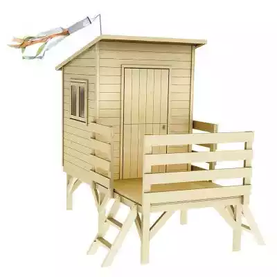 Domek dla dzieci OAKLAND 187x261x216 cm Podobne : Domek ogrodowy z drewutnią 259x213 cm drewniany brązowy Stelmet - 1067626