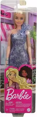 Barbie Czarująca Modna lalka Barbie Asortyment Lalka Barbie zawsze jest na liście najlepiej ubranych,  a te modne stylizacje są dokładnie w jej stylu! Te sukienki na jedno ramię z błyszczącym wzorem idealnie pasują na każdą okazję. Srebrzyste buciki i bransoletka dopełniają stylizację. Mal