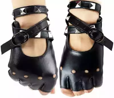 Czarne Rękawiczki skórzane całuski miten Podobne : Rękawiczki czarne długie bez palców elastyczne - 366324