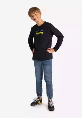 Granatowy bawełniany longsleeve chłopięc Podobne : Granatowa koszulka z nadrukiem T-SPOT plus size - 27246