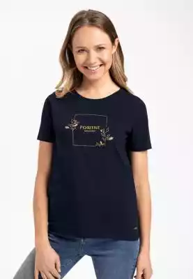 Granatowa koszulka damska z nadrukiem T- Podobne : Granatowa koszulka z nadrukiem T-SPOT plus size - 27246
