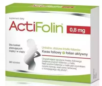 ActiFolin® to przełomowy preparat zawierający złożone źródło folianów: kwas foliowy oraz dodatkowo aktywną,  gotową do wykorzystania formę folianu IV generacji,  specjalnie dla tych kobiet,  które mogą mieć problem z przyswojeniem tradycyjnego kwasu foliowego. Foli