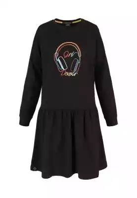 Czarna sukienka dziewczęca z falbanką G- Podobne : granatowa-koszulka-dziewczeca-t-shinni-junior - 27549