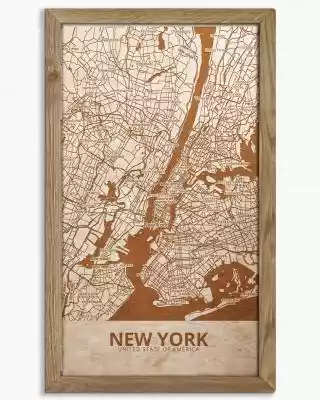 Drewniany obraz miasta - New York w dębo Podobne : Drewniany obraz miasta - Barcelona w dębowej ramie 30x30cm Dąb, Orzech, Heban - 16277
