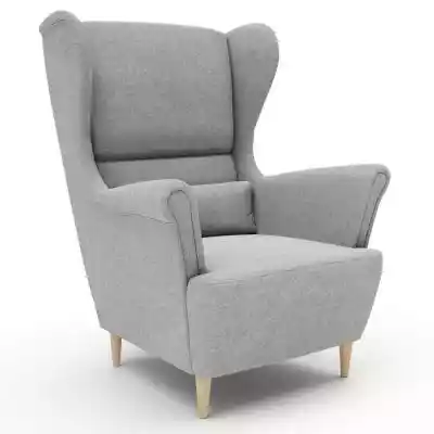 Szary fotel do salonu USZAK CLASSIC / Tk Podobne : Fotel w stylu skandynawskim na drewnianych nóżkach welur butelkowa zieleń ACRIDO - 160310
