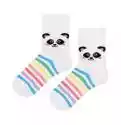 Kolorowe skarpetki dziecięce z pandą, białe