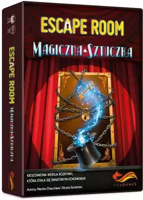 Escape Room: Magiczna Sztuczka Emocje z prawdziwego escape roomu ukryte wewnątrz talii kart!Magiczna Sztuczka to gra karciana przeznaczona dla grupy przyjaciół bądź samotnego śmiałka. Dziś do miasta przyjeżdża Lance Oldman. Ten legendarny magik znany jest z niesamowitych pokazów,  a bilety