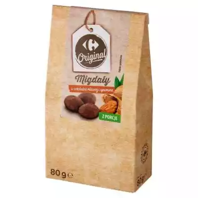         Carrefour                    jakość kontrolowana                Migdały prażone oblane czekoladą mleczną i oprószone mielonym cynamonem.    