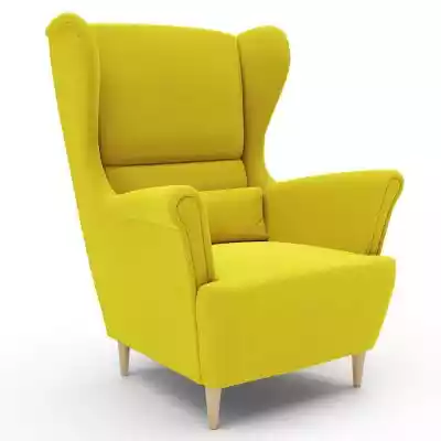 Żółty fotel Uszak CLASSIC / Tkanina Rico Podobne : Skandynawski fotel uszak bujany kremowy ADDUCTI - 165593