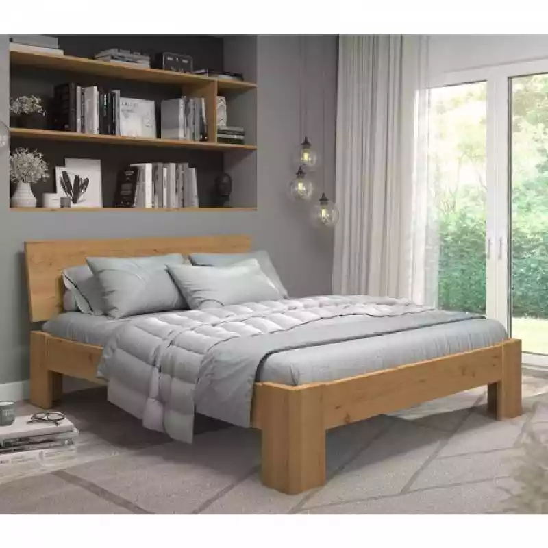 Łóżko BERGAMO EKODOM drewniane : Rozmiar - 100x200, Szuflada - Cała długość łóżka, Kolor wybarwienia - Olcha naturalna EKODOM ceny i opinie