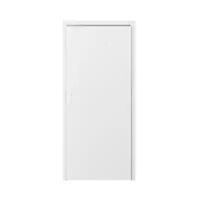 Białe drzwi przylgowe Alfa marki Porta w rozmiarze 80. Wypełnienie stanowi wkład typu ''plaster miodu''. Skrzydło jest dwuelementowe,  podzielone asymetrycznie z klasycznym zamkiem w skrzydle oraz zaczepem w profilu ościeżnicy.,  Rozmiar: 80