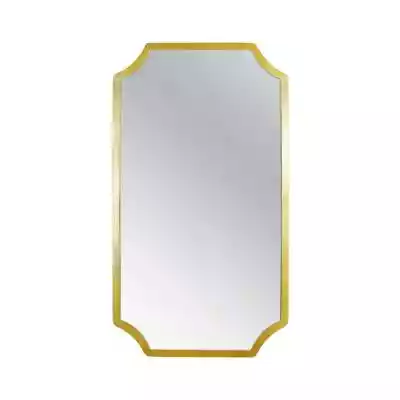 Duże prostokątne lustro z metalową ramą w kolorze złotym.